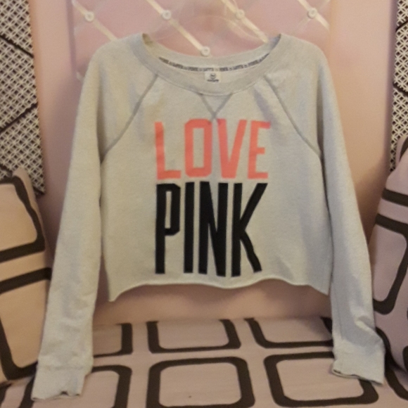PINK Victoria's Secret Off-White Crop Sweatshirt - Picture 4 of 8